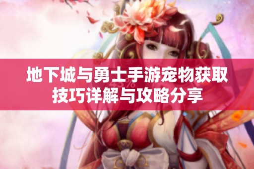 地下城与勇士手游宠物获取技巧详解与攻略分享