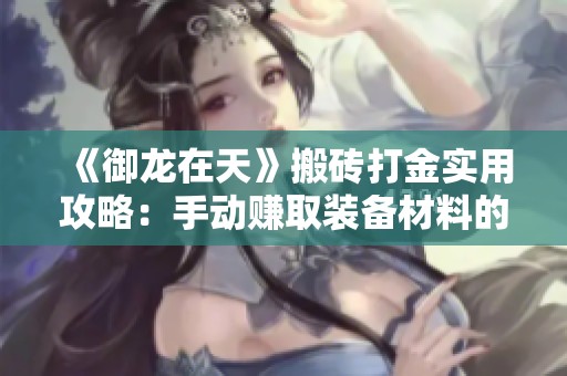 《御龙在天》搬砖打金实用攻略：手动赚取装备材料的终极指南