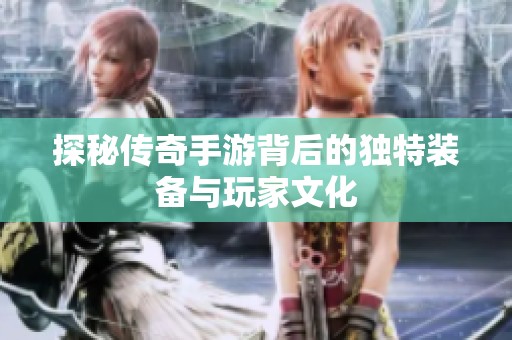 探秘传奇手游背后的独特装备与玩家文化