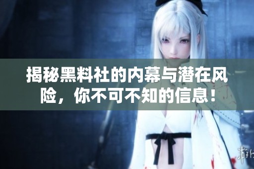 揭秘黑料社的内幕与潜在风险，你不可不知的信息！