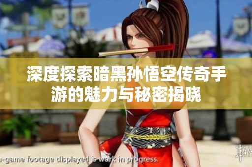 深度探索暗黑孙悟空传奇手游的魅力与秘密揭晓