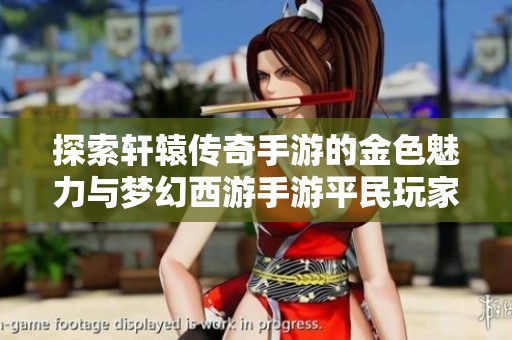 探索轩辕传奇手游的金色魅力与梦幻西游手游平民玩家的高效刷金策略