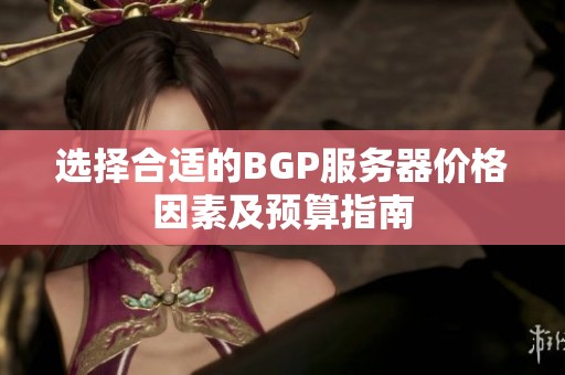 选择合适的BGP服务器价格因素及预算指南