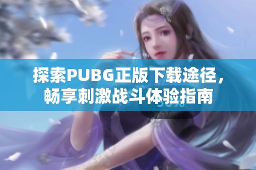 探索PUBG正版下载途径，畅享刺激战斗体验指南