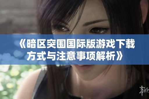 《暗区突围国际版游戏下载方式与注意事项解析》