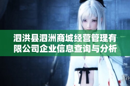 泗洪县泗洲商城经营管理有限公司企业信息查询与分析