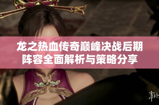 龙之热血传奇巅峰决战后期阵容全面解析与策略分享