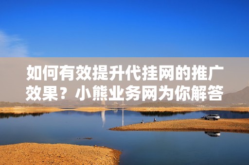 如何有效提升代挂网的推广效果？小熊业务网为你解答