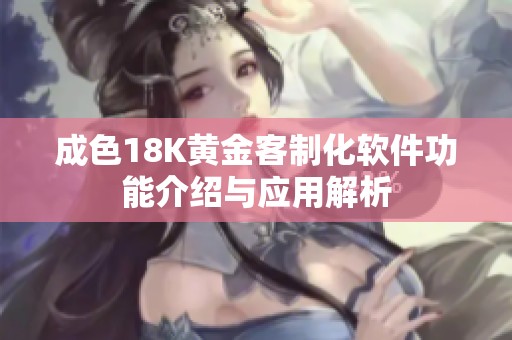 成色18K黄金客制化软件功能介绍与应用解析