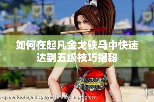 如何在起凡金戈铁马中快速达到五级技巧揭秘