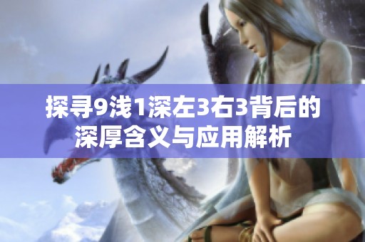 探寻9浅1深左3右3背后的深厚含义与应用解析