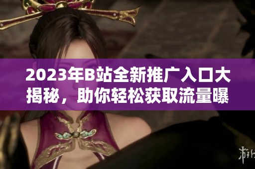 2023年B站全新推广入口大揭秘，助你轻松获取流量曝光