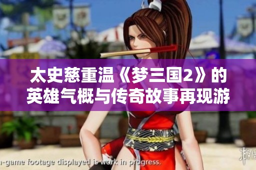 太史慈重温《梦三国2》的英雄气概与传奇故事再现游戏魅力